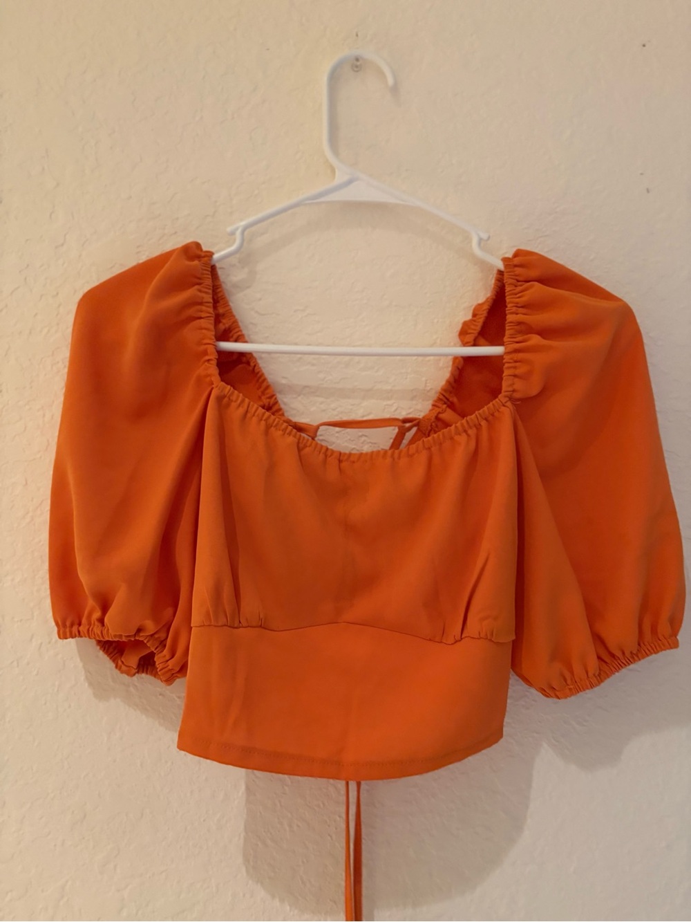 Women's Orange Puff Sleeve Crop Top